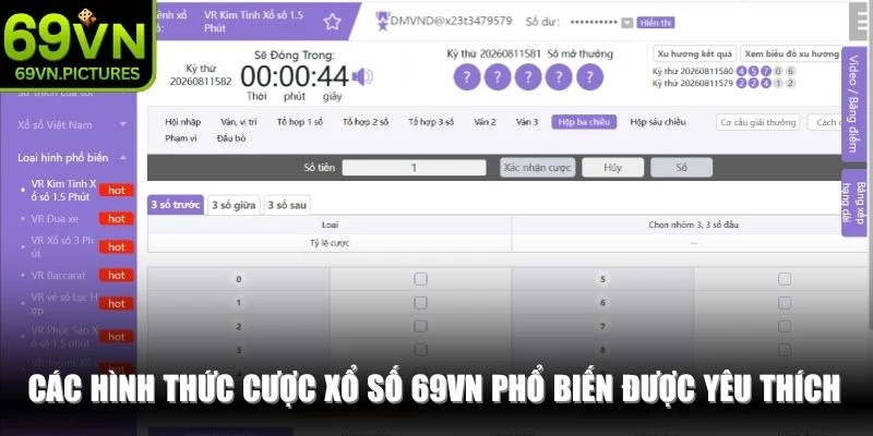 Các hình thức cược xổ số 69VN phổ biến được yêu thích